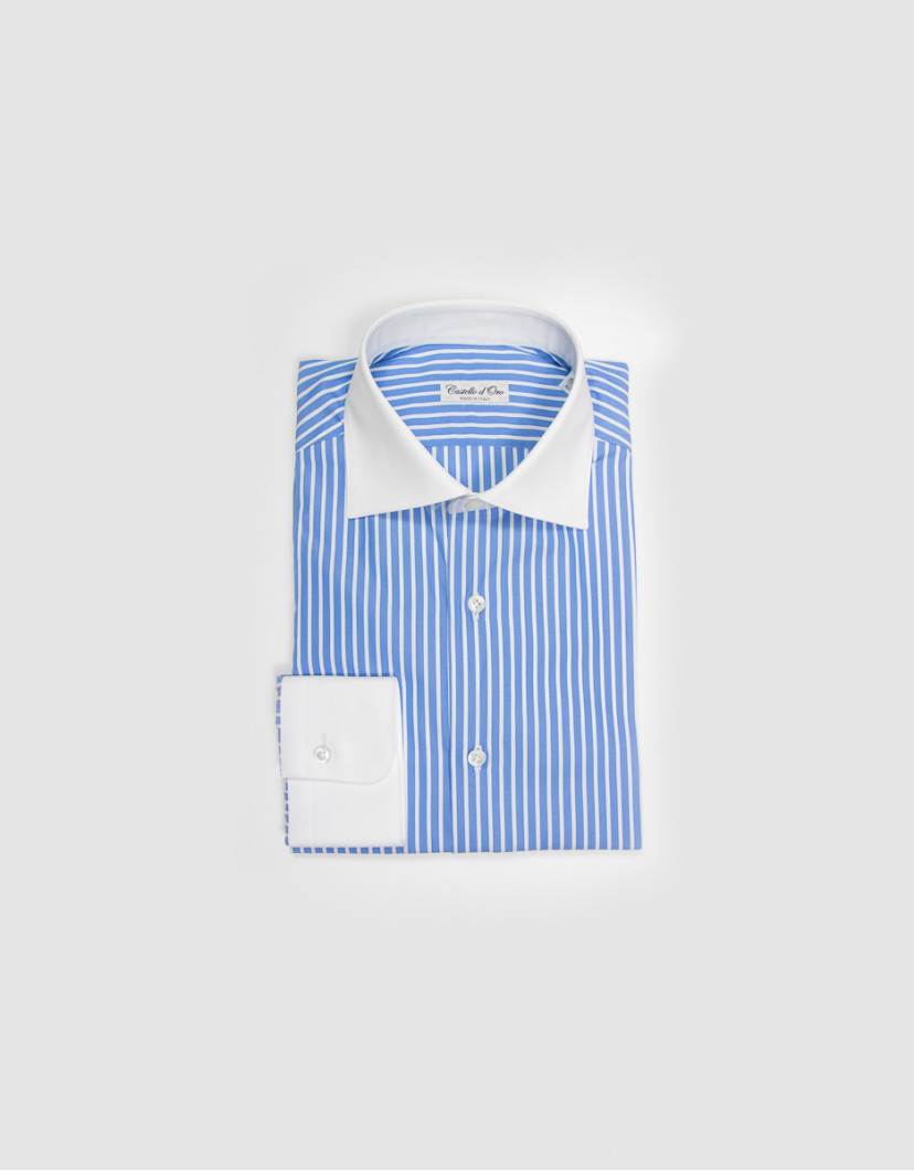 Castello D'Oro Blue Shirts With White Candy Stripes image
